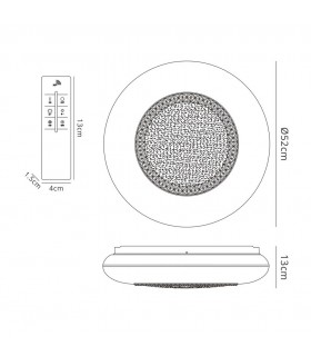 Flush Ceiling Light 52cm Round, 40W LED, 3000-6500K Tuneable White, 2800lm, White, Remote Control - 2