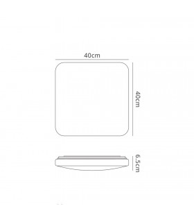 Flush Ceiling Light Square 40cm, 45W LED, 3000K, 2800lm, White - 2