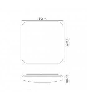 Flush Ceiling Light Square 50cm, 60W LED, 3000K, 3800lm, White - 2
