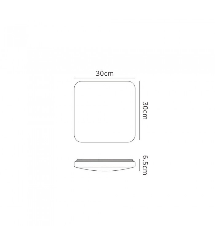 Flush Ceiling Light Square 30cm, 30W LED,5000K, 2000lm, White - 2