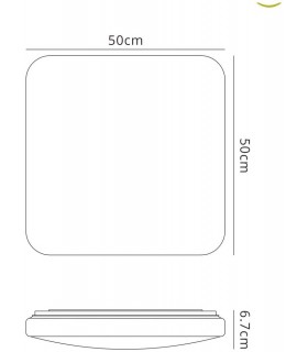 Flush Ceiling Light Square 50cm, 60W LED, 5000K, 4000lm, White - 2
