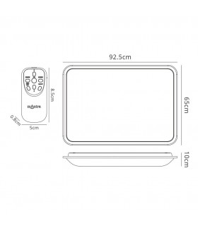 Flush Ceiling Light Rectangle, 90W LED, 3000-6500K Tuneable White, 4800lm, White, Acyrlic Diffuser, Remote Control,3yrs Warranty