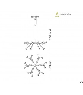 36 Light Ceiling Pendant, Round 74cm, 100W LED, 3000K, 5500lm, White - 2