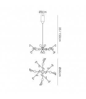 24 Light Ceiling Pendant, Round 65.8cm, 72W LED, 3000K, 3960lm, White - 2
