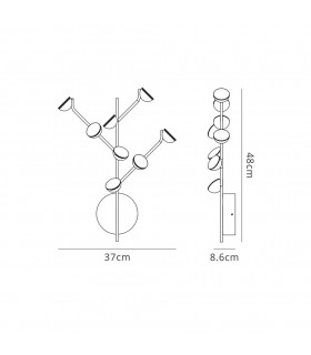 8 Light Wall Lamp, 24W LED, 3000K, 1320lm, White - 2