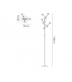 10 Light Floor Lamp 158cm, 30W LED, 3000K, 1650lm, White - 2