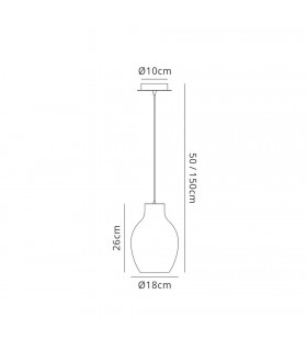 Dome Ceiling Pendant 18cm Round, 1 x E27 (Max 60W), White - 2