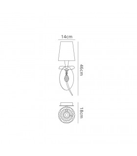 Wall Light, 1 x E14 (Max 20W), Gold Painting, Cream Shade - 2