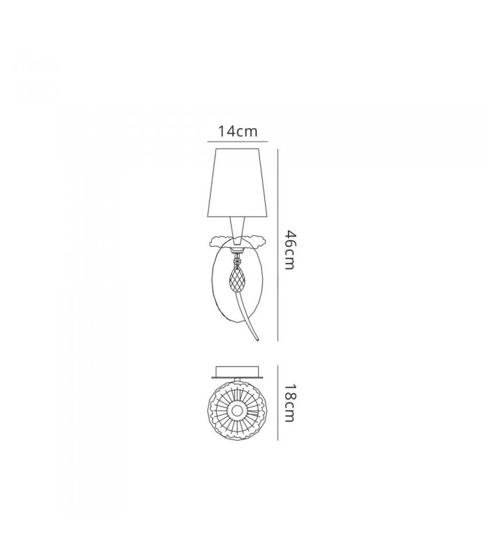 Wall Light, 1 x E14 (Max 20W), Gold Painting, Cream Shade - 2
