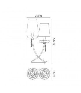 Table Light, 2 x E14 (Max 20W), Gold Painting, Cream Shades - 2