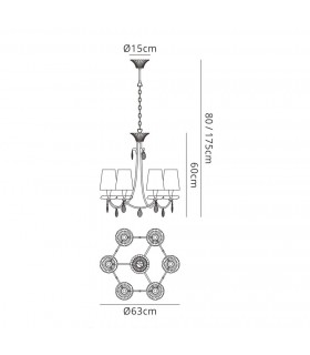 Ceiling Pendant 63cm Round, 6 x E14 (Max 20W), Silver Painting, White Shades - 2