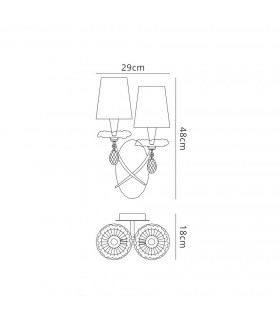 Wall Light, 2 x E14 (Max 20W), Silver Painting, White Shades - 2