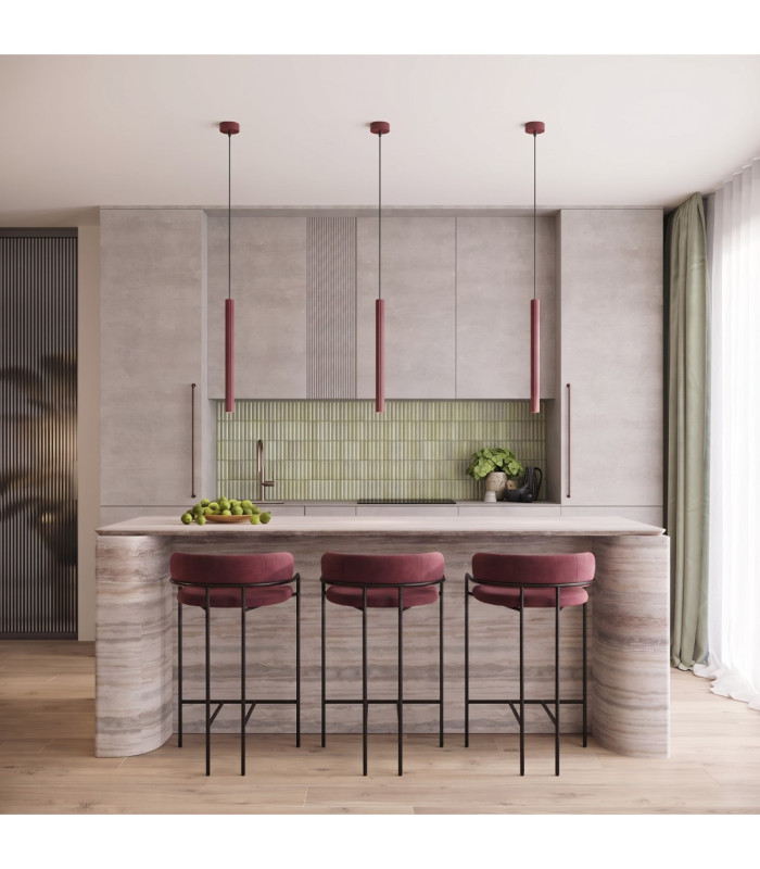 Arche Slim Pendant Ceiling Light Burgundy 1x G9-2