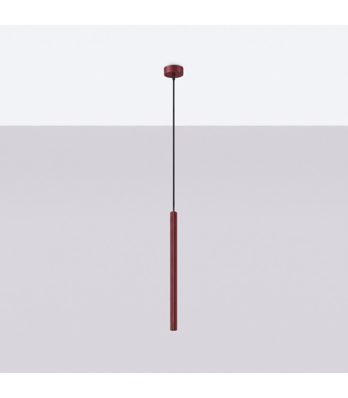 Arche Slim Pendant Ceiling Light Burgundy 1x G9-3