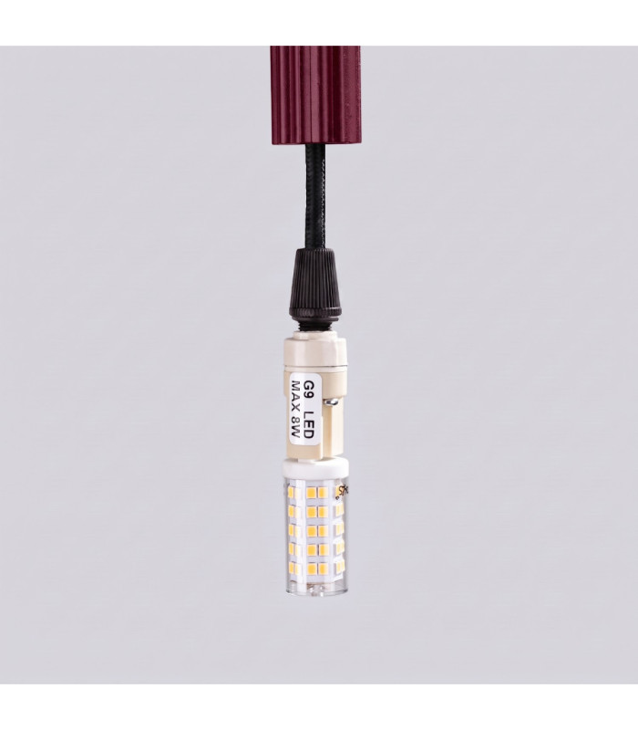 Arche Slim Pendant Ceiling Light Burgundy 1x G9-8