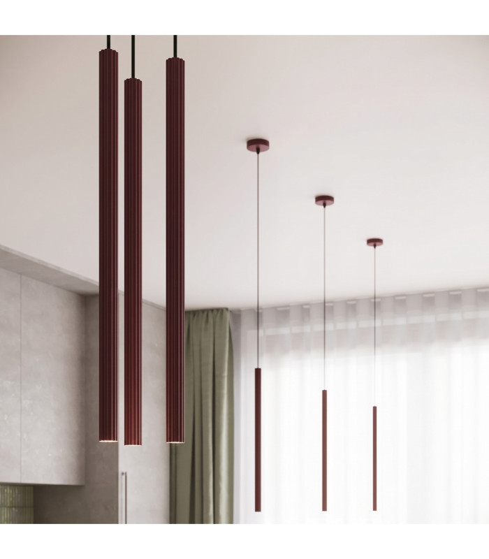 Arche Slim Pendant Ceiling Light Burgundy 1x G9-13