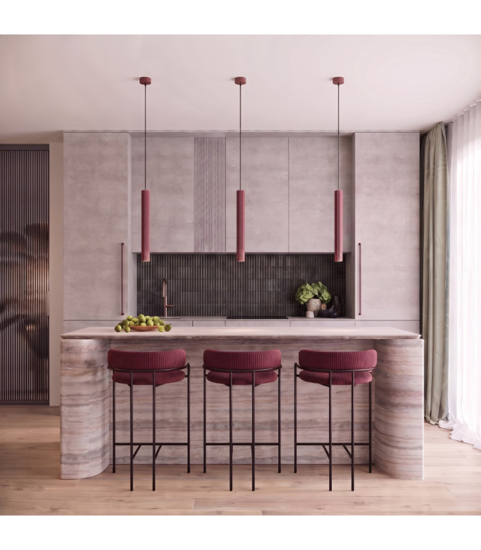 Arche Slim Pendant Ceiling Light Burgundy 2x G9-2