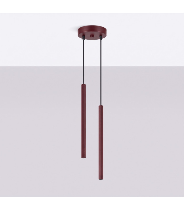 Arche Slim Pendant Ceiling Light Burgundy 2x G9-3