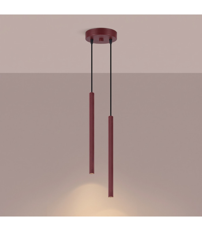 Arche Slim Pendant Ceiling Light Burgundy 2x G9-4
