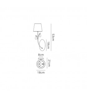 Wall Light, 1 x E14 (Max 20W), Polished Chrome, White Shades, Black Crystal Droplets - 2