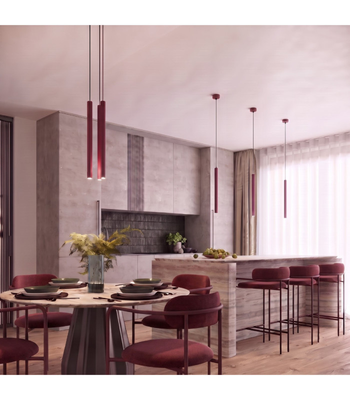 Arche Cluster Pendant Ceiling Light Burgundy 3x G9-14