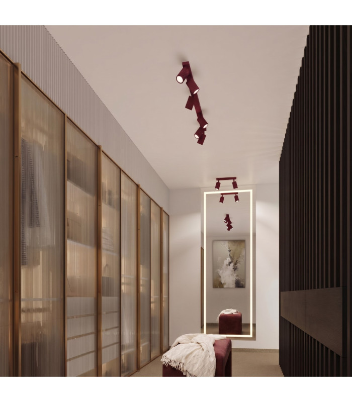 Karbon Ceiling Spotlight Bar Burgundy 6x GU10-12