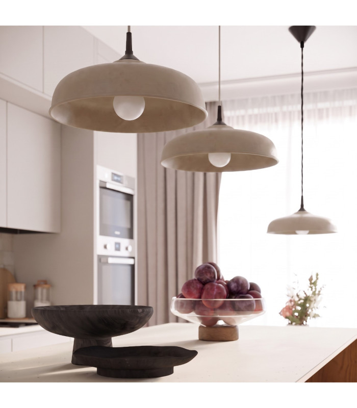Gina Dome Pendant Ceiling Light Taupe 1x E27-2
