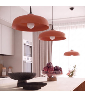 Gina Dome Pendant Ceiling Light Red Ochre 1x E27-2
