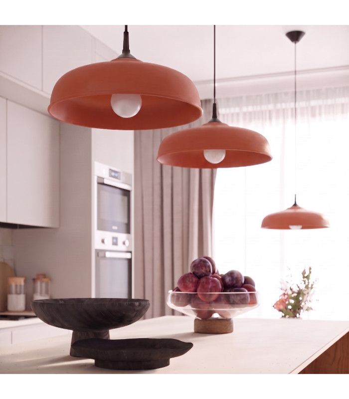 Gina Dome Pendant Ceiling Light Red Ochre 1x E27-2