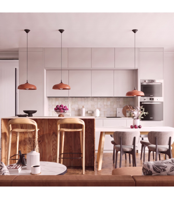 Gina Dome Pendant Ceiling Light Red Ochre 1x E27-14