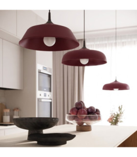 Gina Dome Pendant Ceiling Light Burgundy 1x E27-2