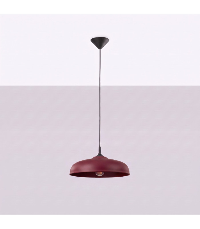 Gina Dome Pendant Ceiling Light Burgundy 1x E27-3