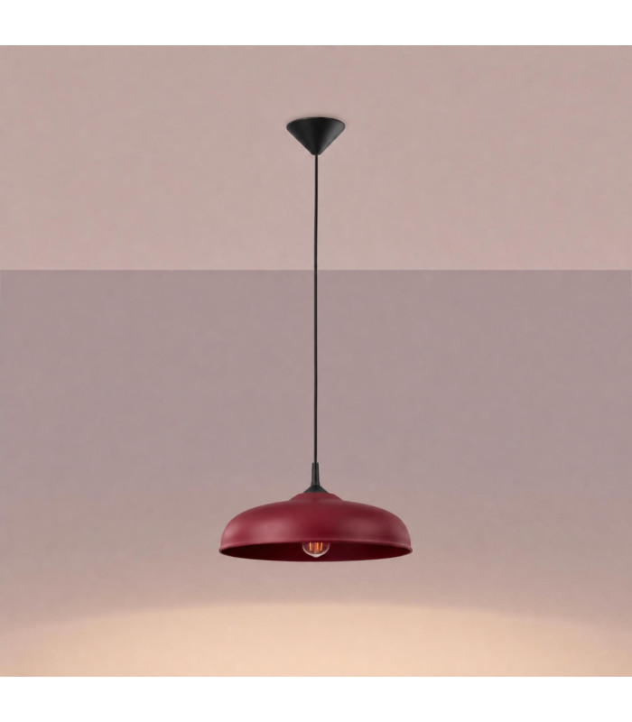 Gina Dome Pendant Ceiling Light Burgundy 1x E27-4