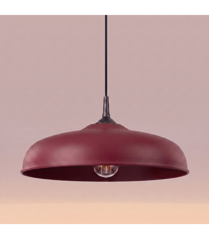 Gina Dome Pendant Ceiling Light Burgundy 1x E27-5