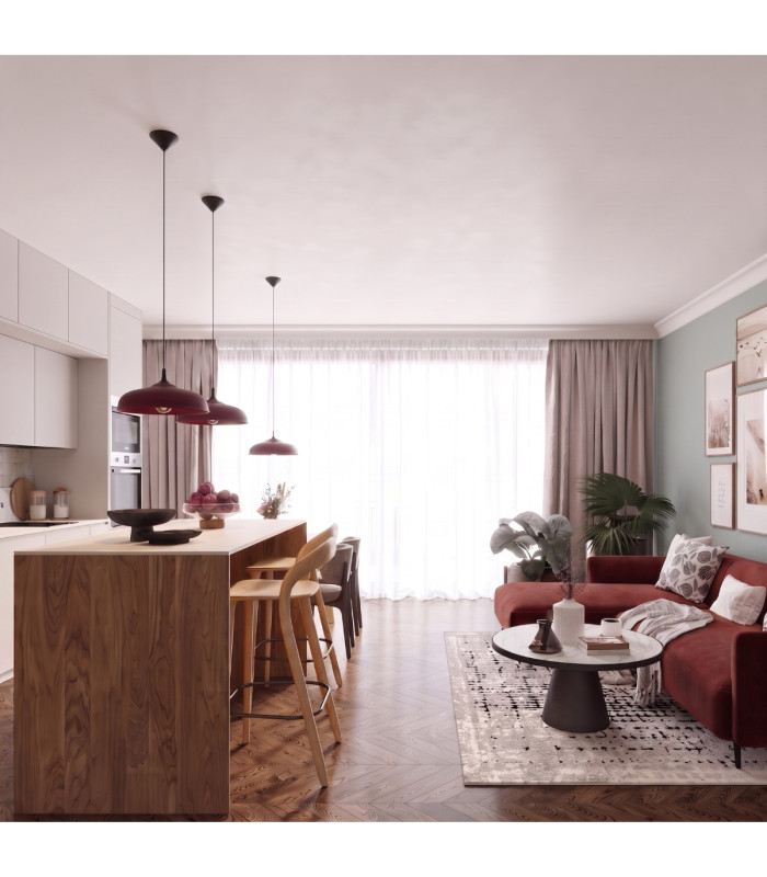 Gina Dome Pendant Ceiling Light Burgundy 1x E27-13