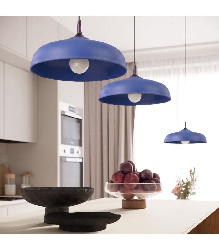 Gina Dome Pendant Ceiling Light Ultramarine 1x E27-2
