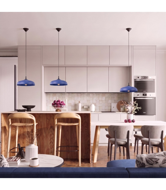 Gina Dome Pendant Ceiling Light Ultramarine 1x E27-14