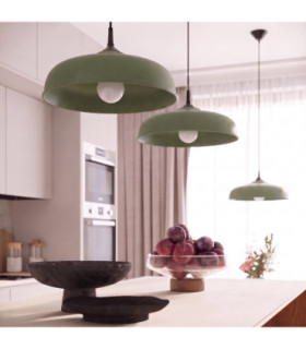 Gina Dome Pendant Ceiling Light Olive Green 1x E27-2