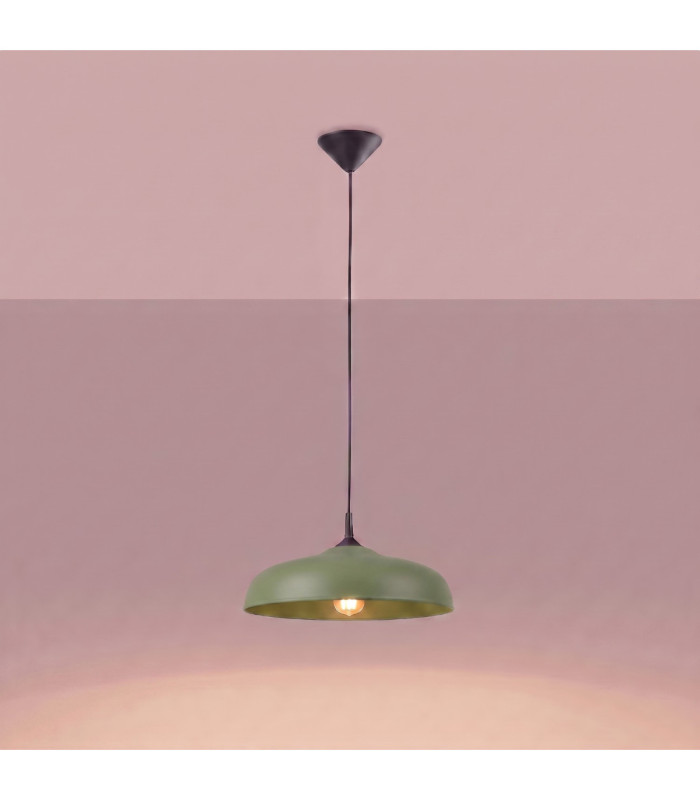 Gina Dome Pendant Ceiling Light Olive Green 1x E27-4