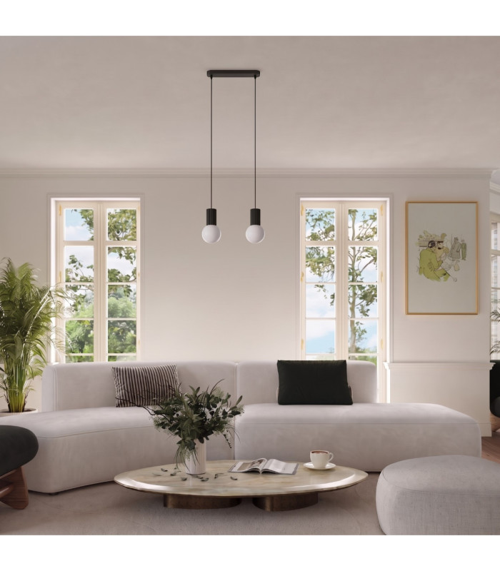 Halo Bar Pendant Ceiling Light Black 2x G9-2
