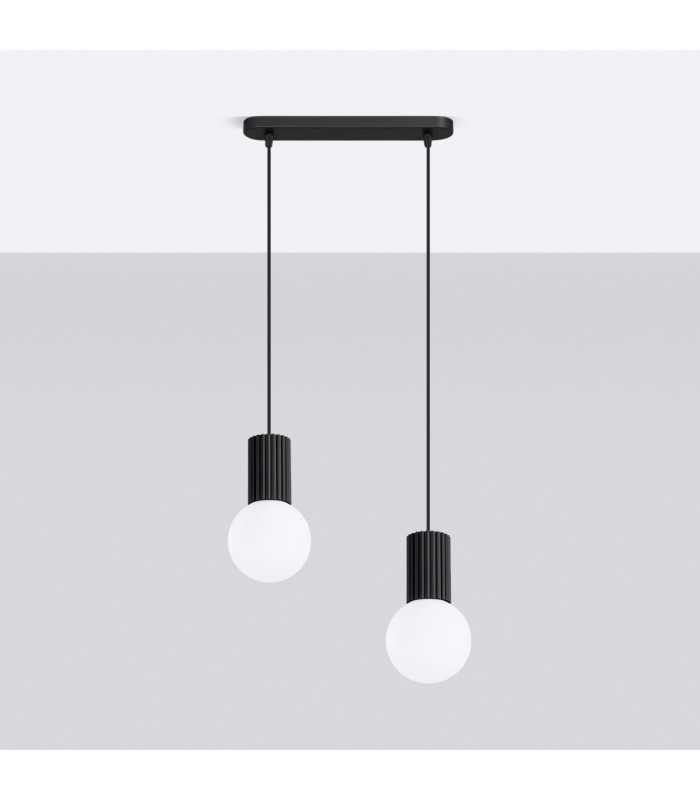 Halo Bar Pendant Ceiling Light Black 2x G9-3