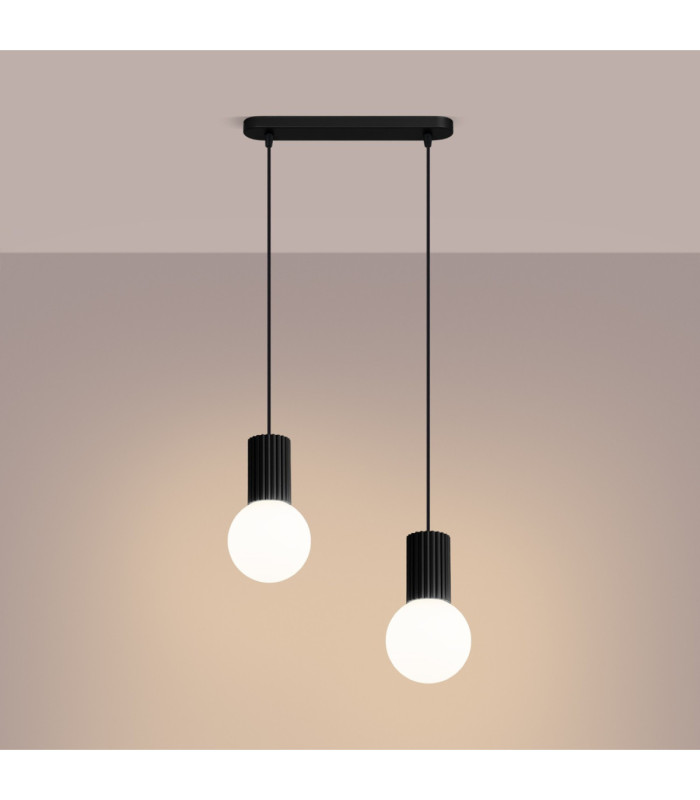 Halo Bar Pendant Ceiling Light Black 2x G9-4