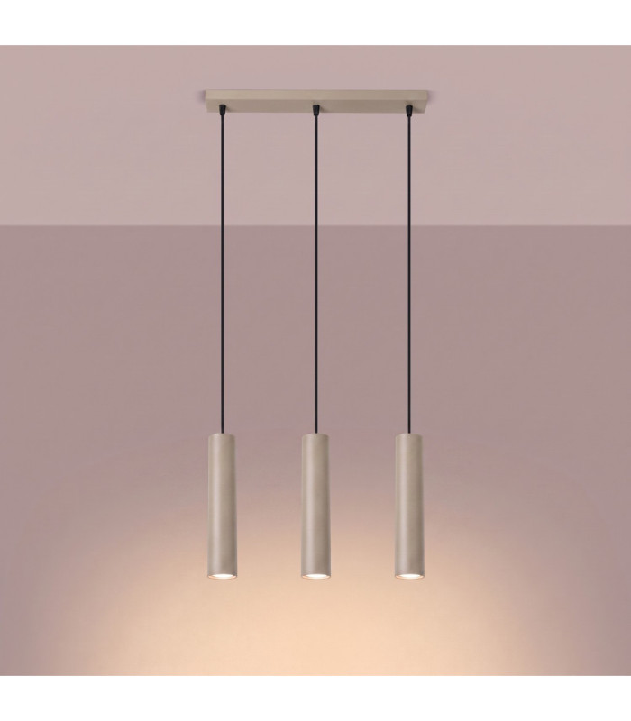 Lagos Bar Pendant Ceiling Light Taupe 3x GU10-4