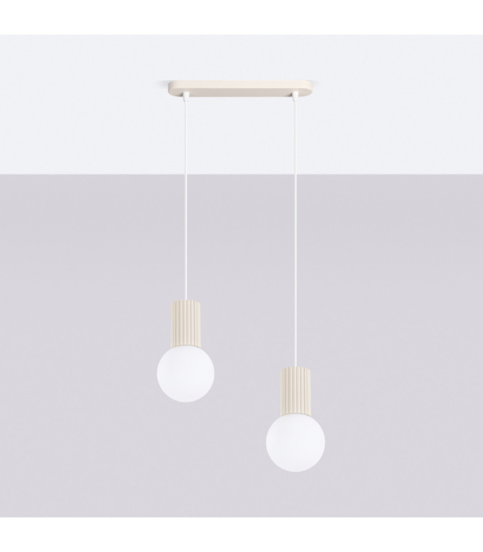 Halo Bar Pendant Ceiling Light Beige 2x G9-3