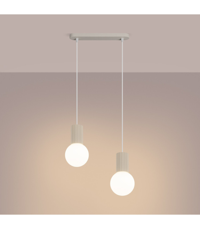 Halo Bar Pendant Ceiling Light Beige 2x G9-4