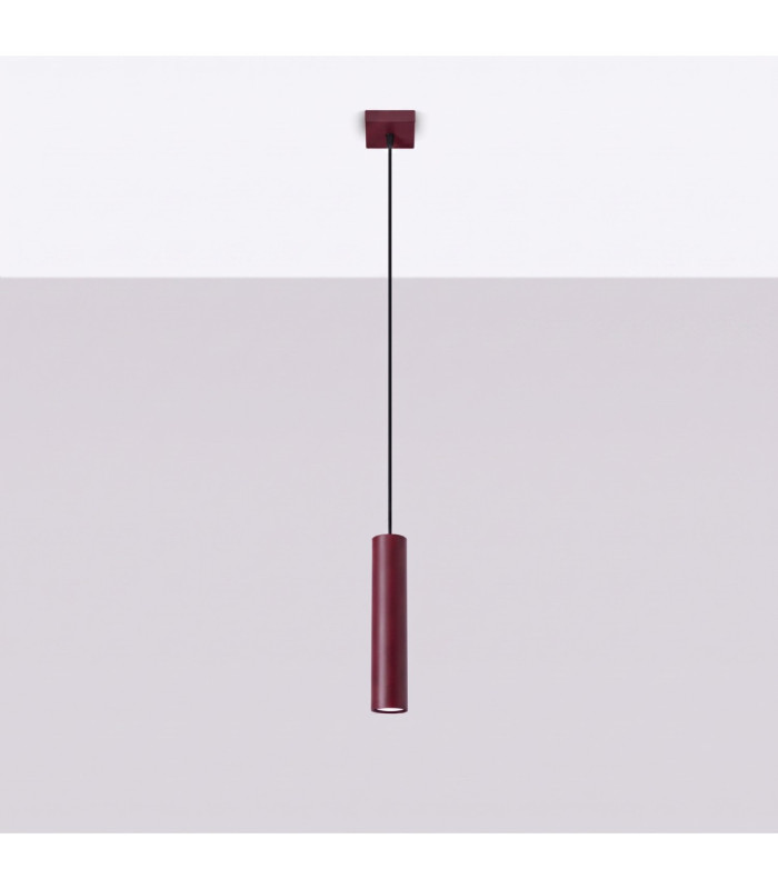 Lagos Slim Pendant Ceiling Light Burgundy 1x GU10-3
