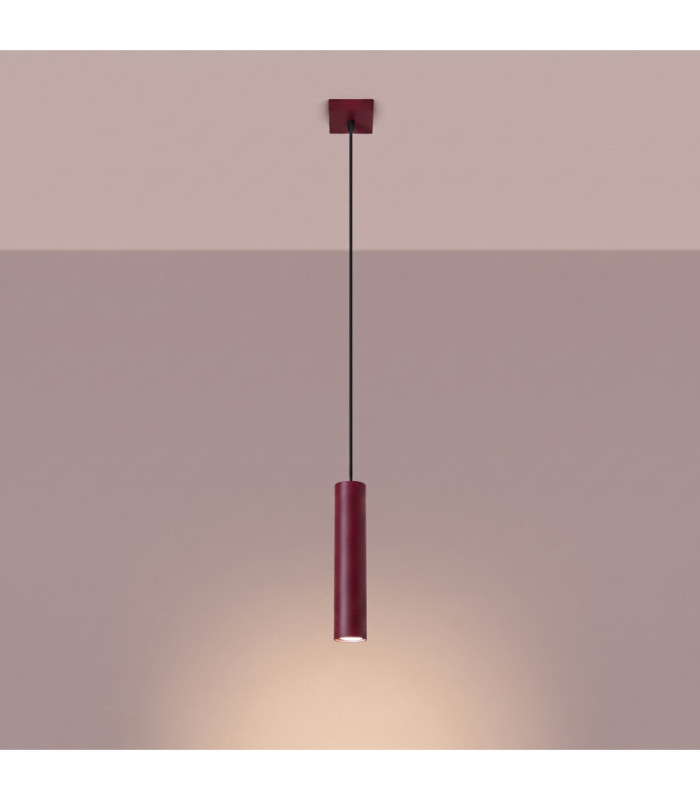 Lagos Slim Pendant Ceiling Light Burgundy 1x GU10-4