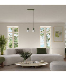 Halo Bar Pendant Ceiling Light Olive Green 2x G9-2