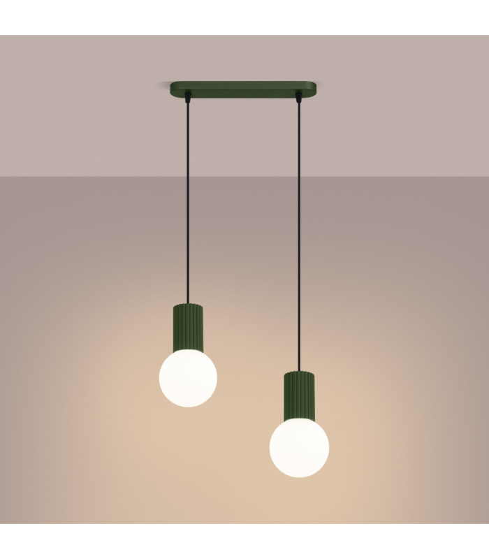 Halo Bar Pendant Ceiling Light Olive Green 2x G9-4