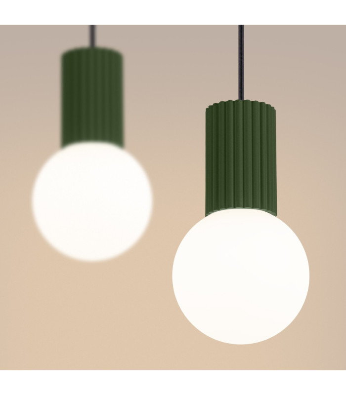 Halo Bar Pendant Ceiling Light Olive Green 2x G9-5
